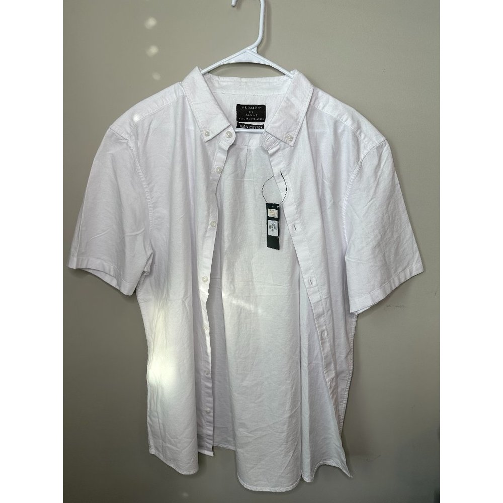 NWT! Primark Men’s White Slim Fit Button up T-Shirt